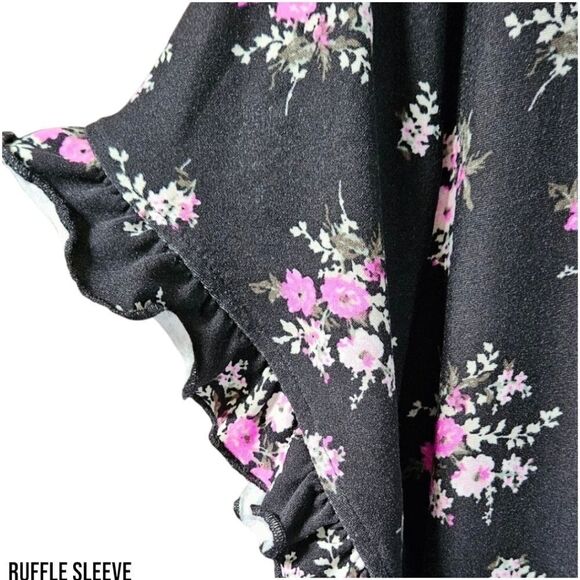 NEW NO COMMENT PLUS Women's Super Soft Floral Ruffle Trim Midi Dress. - Picture 5 of 13